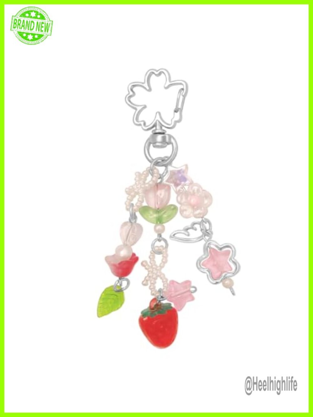 Y2K Cute Butterfly Star Strawberry Keychain Charm Alloy Acrylic Bag Purse Charm